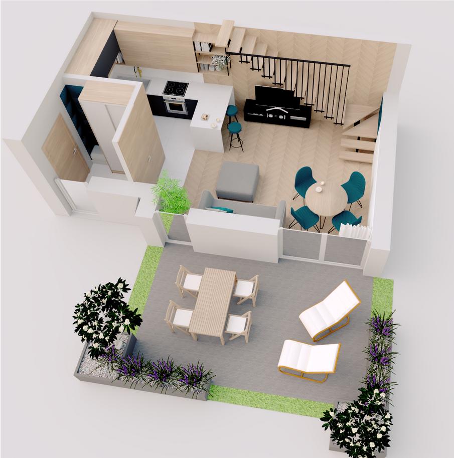 Wizja urządzenia wnętrz segmentu w zabudowie szeregowej